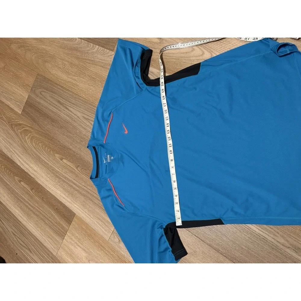 Nike Dri-Fit T Shirt Men XL Blue Neon Activewear Short Sleeve Running Tee